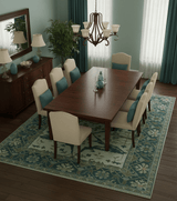 Blue And Beige Traditional Oushak Hand Knotted Custom Made wool rug