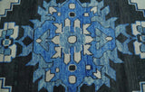 Blue and Black Hand Knotted Traditional Heriz Multi Size Wool Area Rug