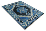 Blue and Black Hand Knotted Traditional Heriz Multi Size Wool Area Rug