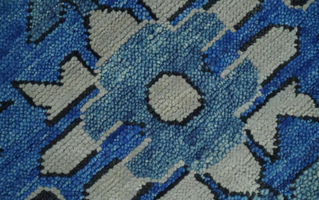 Blue and Black Hand Knotted Traditional Heriz Multi Size Wool Area Rug