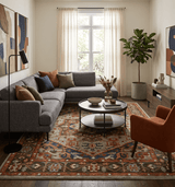 Blue and Brown Traditional Antique look Heriz Serapi Hand Knotted Custom Made wool Area Rug