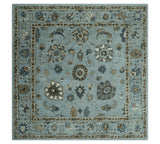 Blue and Brown Traditional Oriental Oushak Hand Tufted Custom Made wool Area Rug