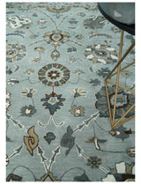 Blue and Brown Traditional Oriental Oushak Hand Tufted Custom Made wool Area Rug