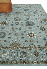 Blue and Brown Traditional Oriental Oushak Hand Tufted Custom Made wool Area Rug