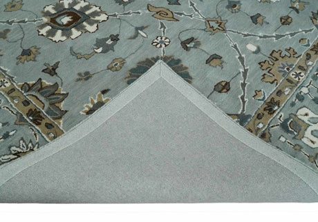 Blue and Brown Traditional Oriental Oushak Hand Tufted Custom Made wool Area Rug