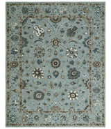 Blue and Brown Traditional Oriental Oushak Hand Tufted Custom Made wool Area Rug