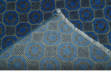 Blue and Charcoal geometrical honey comb design Hand knotted Wool Area Rug