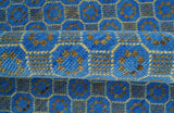 Blue and Charcoal geometrical honey comb design Hand knotted Wool Area Rug