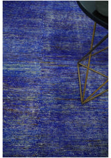 Blue and Charcoal Modern Abstract Hand knotted 8x10 Art Silk Area Rug