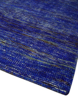 Blue and Charcoal Modern Abstract Hand knotted 8x10 Art Silk Area Rug-Area Rug-Parc Decor