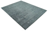 Blue And charcoal Transitional Design Hand Knotted 8.8x11.6 Wool Area Rug