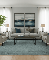 Blue And charcoal Transitional Design Hand Knotted 8.8x11.6 Wool Area Rug