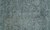Blue And charcoal Transitional Design Hand Knotted 8.8x11.6 Wool Area Rug