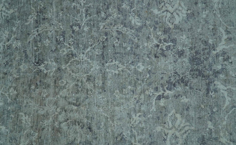Blue And charcoal Transitional Design Hand Knotted 8.8x11.6 Wool Area Rug
