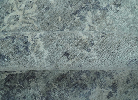 Blue And charcoal Transitional Design Hand Knotted 8.8x11.6 Wool Area Rug