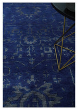 Blue and Gray Hand knotted Oriental Oushak Multi Size wool Area Rug