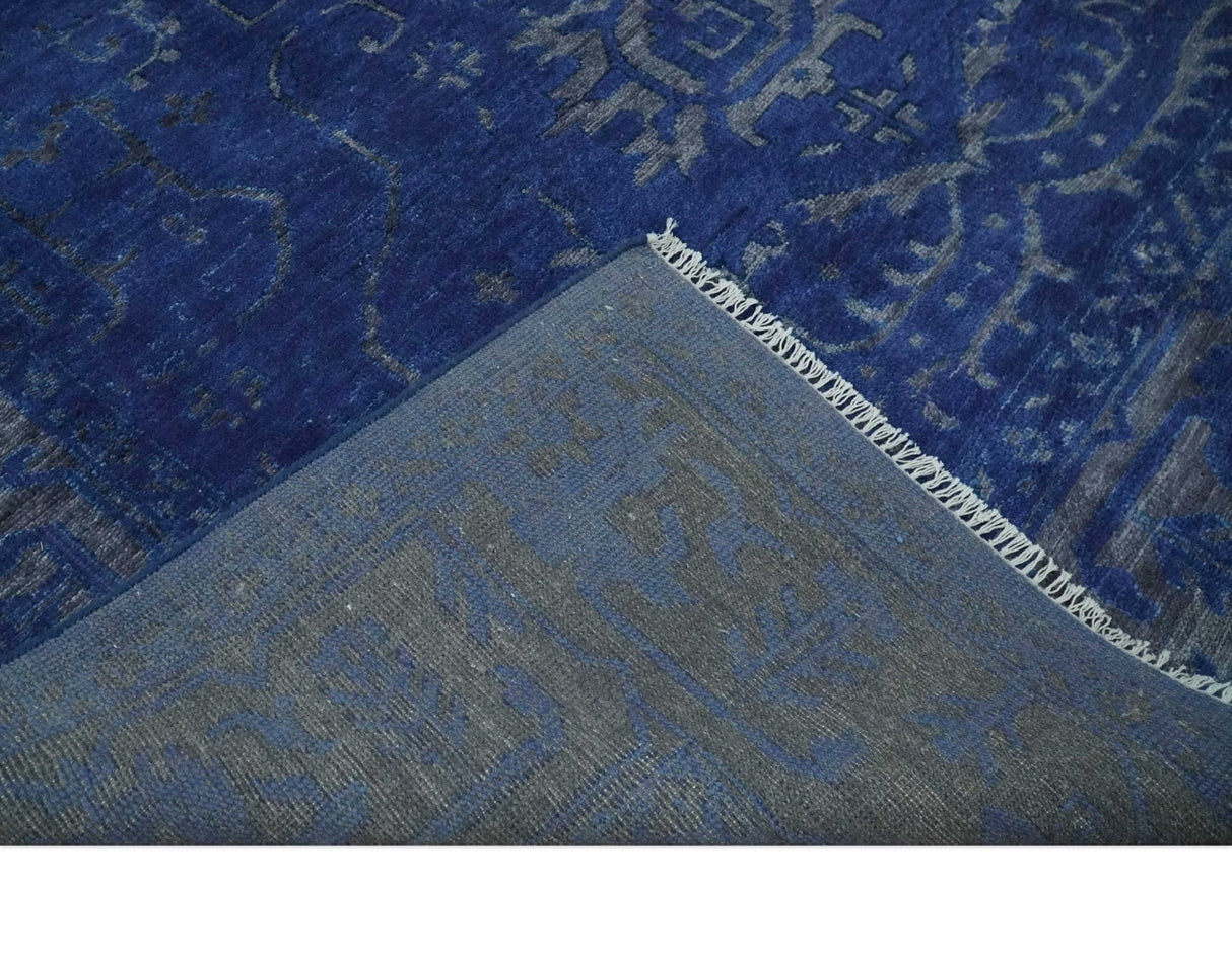 Blue and Gray Hand knotted Oriental Oushak Multi Size wool Area Rug