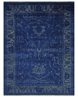 Blue and Gray Hand knotted Oriental Oushak Multi Size wool Area Rug