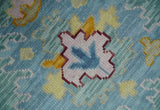 Blue and Gray Vibrant colorful Hand knotted Oushak Wool Area Rug