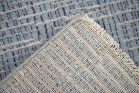 Blue and Ivory Modern Pattern Hand Knotted Wool 2x3 Area Rug
