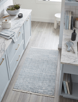 Blue and Ivory Modern Pattern Hand Knotted Wool 2x3 Area Rug