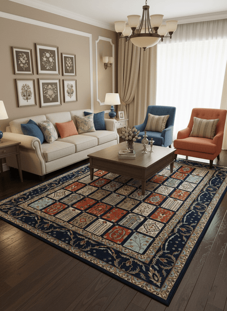 Blue And Orange Traditional Floral Design 8x11 Hand Knotted wool Area Rug