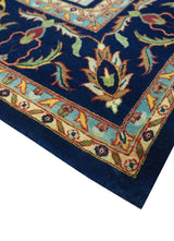 Blue And Orange Traditional Floral Design 8x11 Hand Knotted wool Area Rug