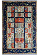 Blue And Orange Traditional Floral Design 8x11 Hand Knotted wool Area Rug