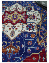 Blue and Rust Hand Knotted Traditional Heriz Multi Size wool Area Rug