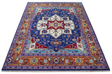 Blue and Rust Hand Knotted Traditional Heriz Multi Size wool Area Rug
