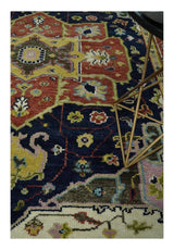 Blue and Rust Hand Knotted Traditional Heriz Style Multi Size Wool Area Rug