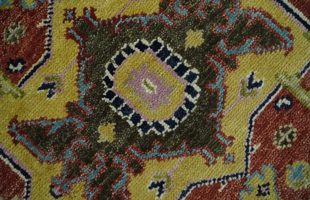 Blue and Rust Hand Knotted Traditional Heriz Style Multi Size Wool Area Rug