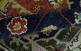 Blue and Rust Hand Knotted Traditional Heriz Style Multi Size Wool Area Rug