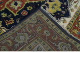 Blue and Rust Hand Knotted Traditional Heriz Style Multi Size Wool Area Rug