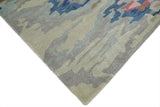 Blue and Silver Modern Abstract Hand Tufted Wool and Art Silk 5x8 Area Rug