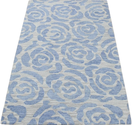 Blue And Silver Modern Style Hand Tufted Wool Area rug