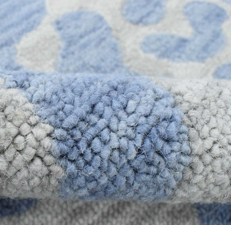 Blue And Silver Modern Style Hand Tufted Wool Area rug