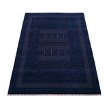 Blue And White Center Pattern Design Hand Loomed Wool Area Rug