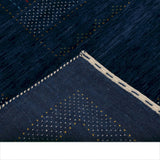 Blue And White Center Pattern Design Hand Loomed Wool Area Rug