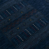 Blue And White Center Pattern Design Hand Loomed Wool Area Rug