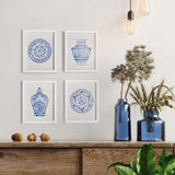 Blue and White Chinoiserie Ginger Jar and Plate Prints (Set of 4)-Artwork-Parc Decor
