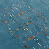 Blue And White Gabbeh Design Hand Loomed Wool Area Rug
