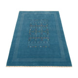 Blue And White Gabbeh Design Hand Loomed Wool Area Rug