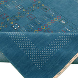 Blue And White Gabbeh Design Hand Loomed Wool Area Rug