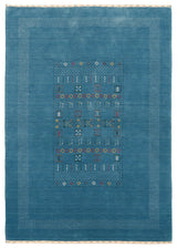 Blue And White Gabbeh Design Hand Loomed Wool Area Rug