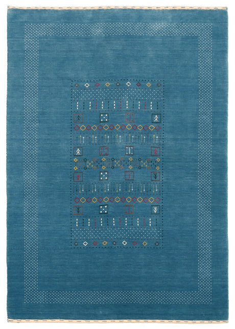 Blue And White Gabbeh Design Hand Loomed Wool Area Rug