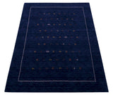 Blue And White Modern Design Hand Loomed Wool Area Rug