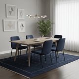 Blue And White Modern Design Hand Loomed Wool Area Rug