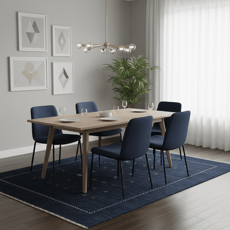 Blue And White Modern Design Hand Loomed Wool Area Rug