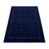 Blue And White Modern Design Hand Loomed Wool Area Rug